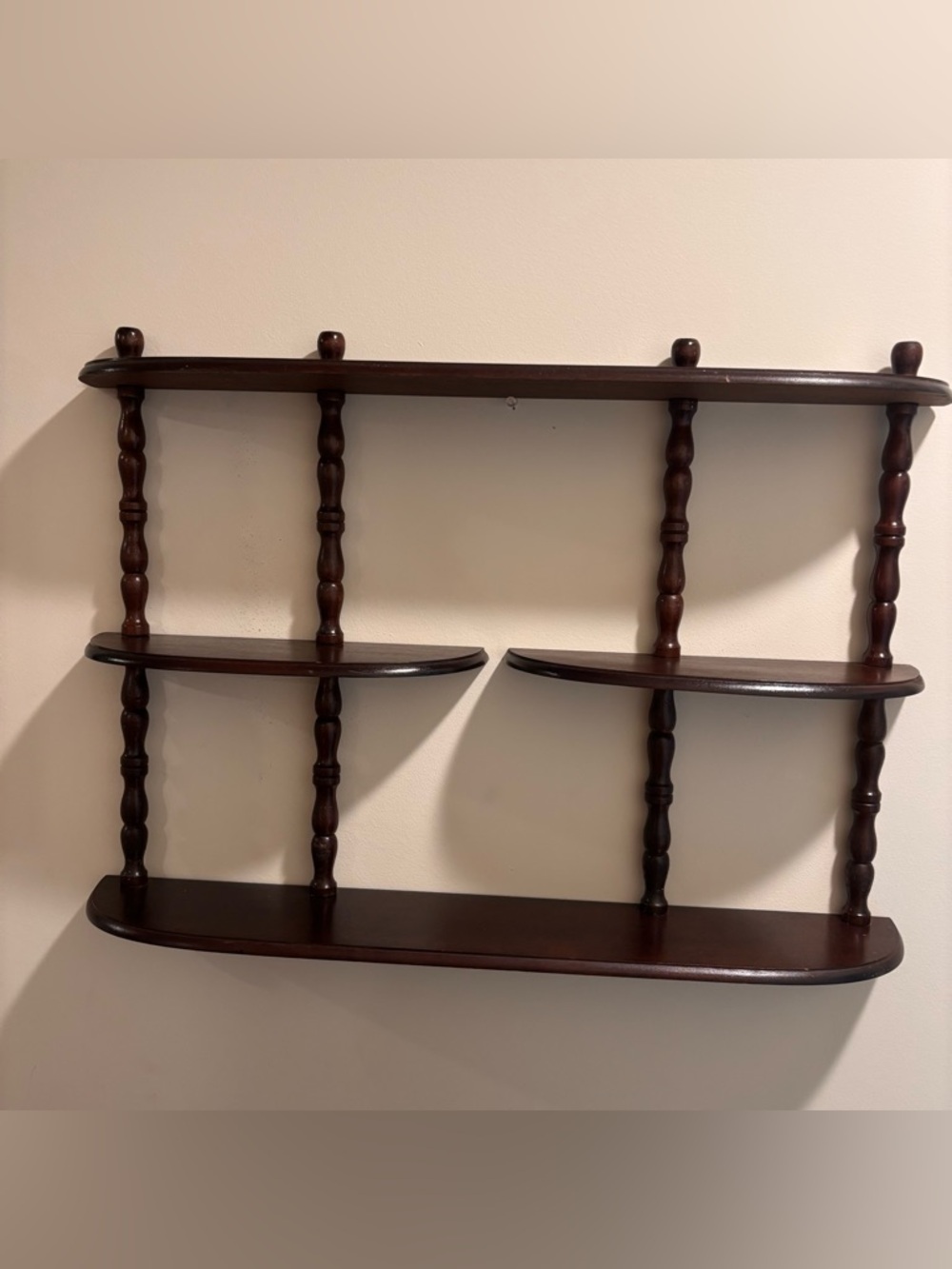 Vintage Dark Brown Wooden Wall Display Shelf